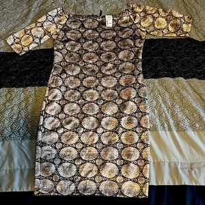GSLOVESME Gold Patterned Off the Shoulder Dress plus size 1X